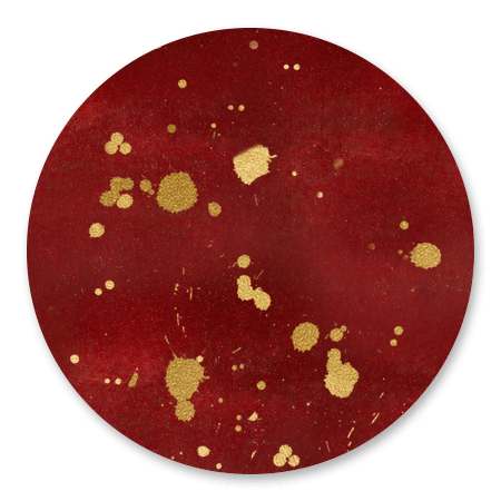 Rood met gouden spetters